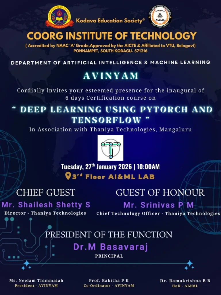 Inauguration of Certification Course on Deep Learning using PyTorch and TensorFlow